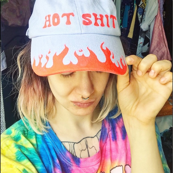 BBC hand painted “hot shit” flames neon hat - Picture 11 of 11
